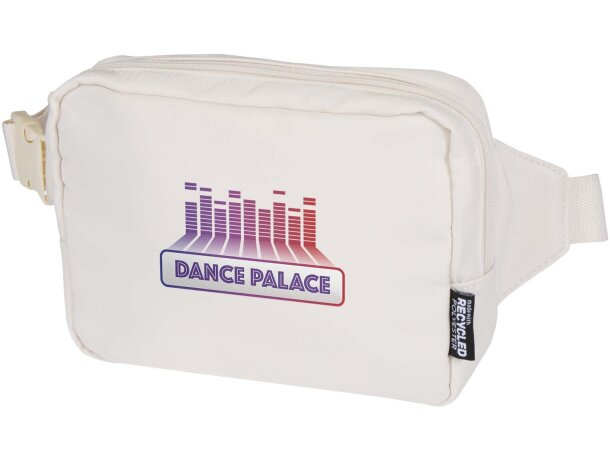 Bolsa bandolera de viaje reciclada Trip Aware con trazabilidad Blanco roto detalle 7