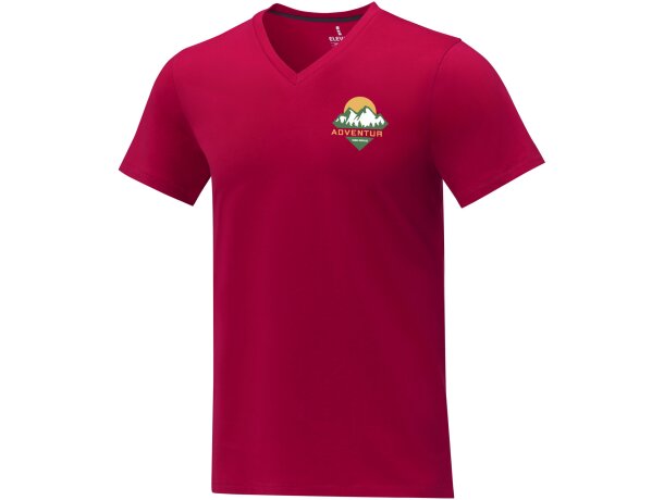Camiseta de manga corta y cuello en V para hombre Somoto Rojo detalle 5