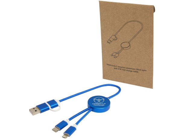 Cable 5 en 1 Alasia aluminio reciclado carga rápida Azul real detalle 22