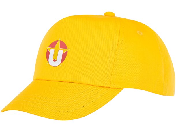 Gorra infantil de 5 paneles Feniks Kids Amarillo detalle 4