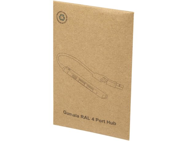 Hub USB Alkaid de aluminio reciclado con 4 puertos tipo C y A Plateado detalle 3