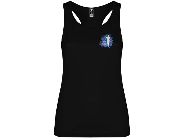 Camiseta deportiva sin mangas mujer Shura Roly cool fit Negro intenso detalle 1