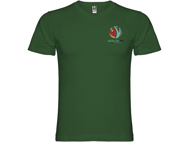 Camiseta cuello pico manga corta hombre Samoyedo Roly algodón Verde botella detalle 17