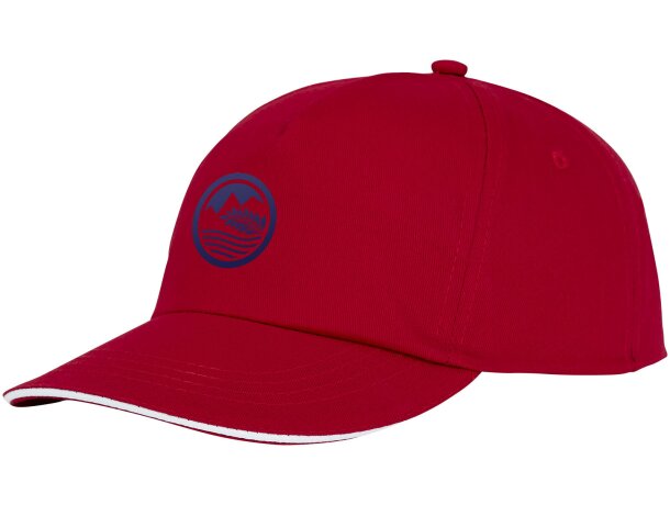 Gorra personalizable de 5 paneles con detalle de ribete Rojo detalle 5