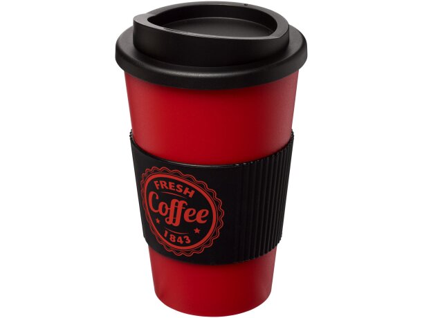 Vaso con aislamiento de 350 ml con agarradera Americano® Negro intenso/rojo detalle 4