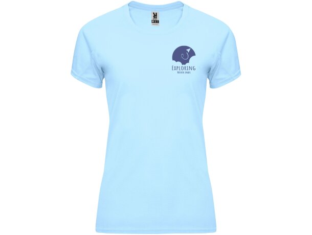 Camiseta deportiva manga corta mujer Bahrain Roly técnica Azul celeste detalle 17