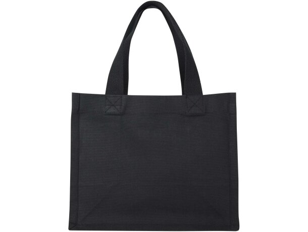 Bolsa tote con fuelle algodón reciclado certificado GRS Odessa Negro intenso detalle 8