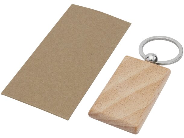 Llavero rectangular de madera de haya Gian Natural detalle 4