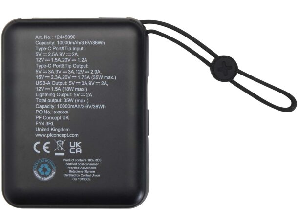 Batería externa Acrux 10000 mAh con cables integrados Negro intenso detalle 9