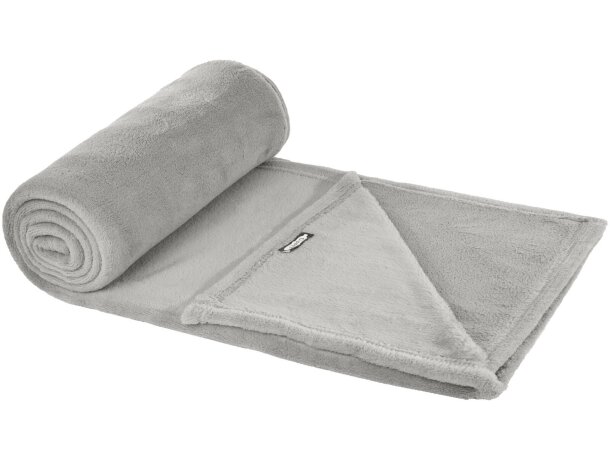 Manta polar coral Lily de RPET certificada GRS con funda Gris detalle 8