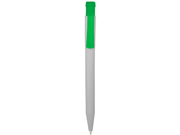 Bolígrafo de plástico con cuerpo blanco y clip a color Bolígrafo de plástico con cuerpo blanco y clip a color