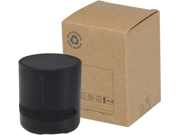 Altavoz inalámbrico Hunor de plástico reciclado con Bluetooth Negro intenso detalle 1
