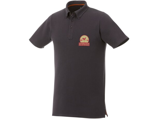 Polo con cuello abotonado para hombre Atkinson Gris tormenta detalle 9