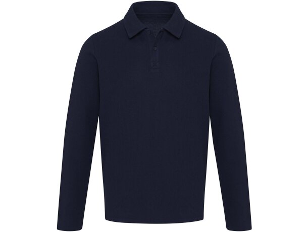 Polo manga larga Apollo algodón piqué unisex corporativo Azul marino detalle 10