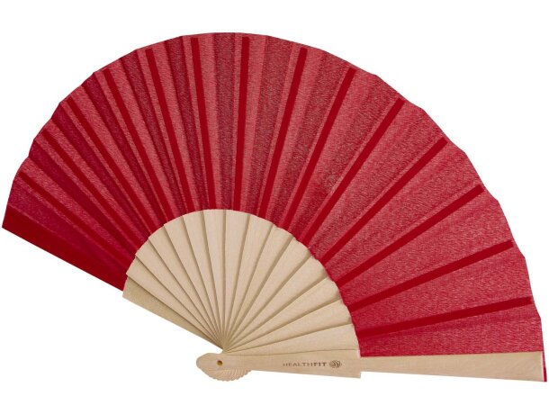 Abanico Manuela de madera y poliéster personalizable Rojo detalle 7