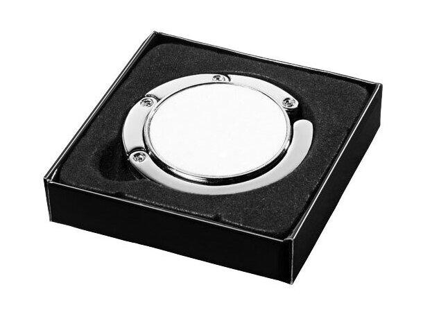 Cuelgabolsos con estuche de cartón blanco personalizada Cuelgabolsos con estuche de cartón blanco personalizada