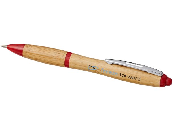 Bolígrafo de bambú Nash Natural/rojo detalle 2