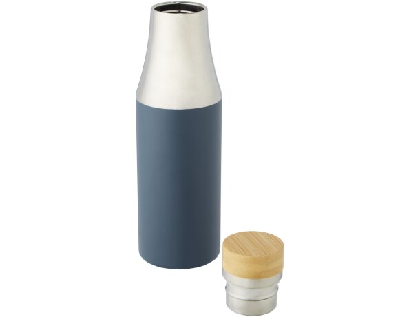 Botella de acero inoxidable con aislamiento al vacío de cobre de 540 ml con tapa de bambú Hulan Azul hielo detalle 14