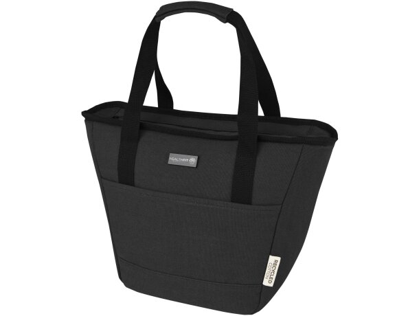 Bolsa térmica Joey 6L algodón reciclado certificado GRS Negro intenso detalle 1