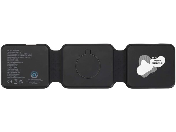 Cargador inalámbrico plegable 3 en 1 de 15W Armus Negro intenso detalle 1