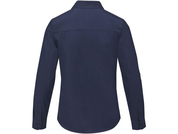 Camisa manga larga mujer Pollux Oxford entallada personalizable Azul marino detalle 13