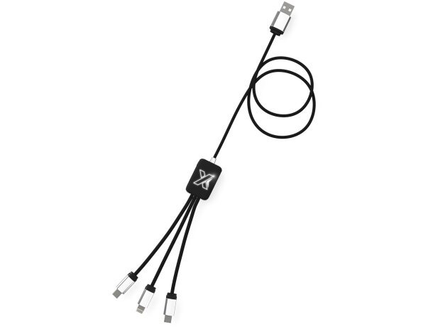 Cable de carga C17 retroiluminado triple conector USB-C Negro intenso/blanco detalle 1