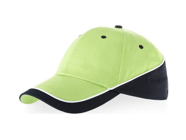 Gorra con 6 paneles y detalles combinados con logo verde claro Gorra con 6 paneles y detalles combinados con logo verde claro