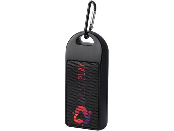 Altavoz bluetooth Omni de plástico reciclado certificado RCS Negro intenso detalle 1
