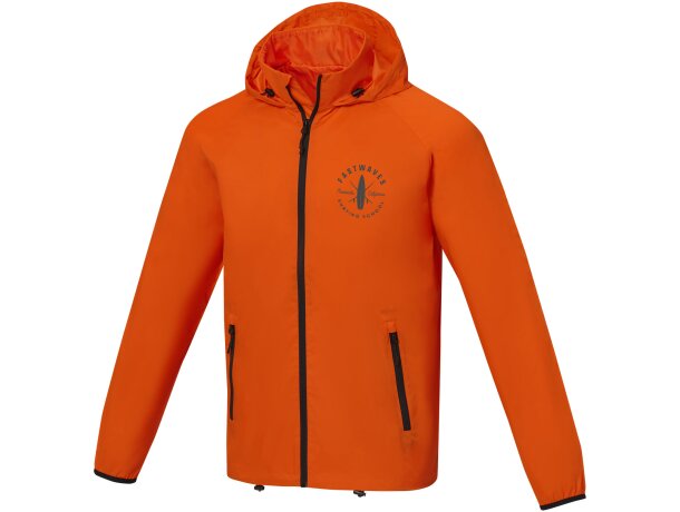 Chaqueta ligera impermeable hombre Dinlas con capucha enrollable Naranja detalle 7