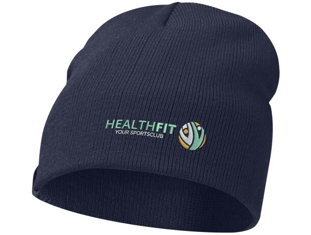 Gorro Izu de acrílico con punto de costilla 1x1 Azul marino detalle 4