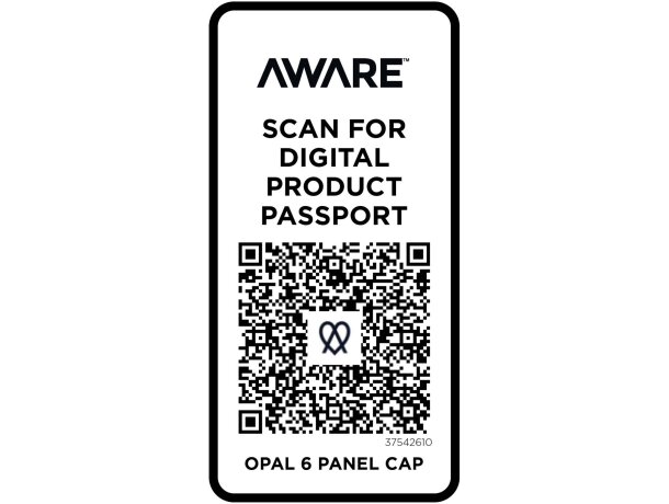 Gorra reciclada seis paneles Aware Opal con rastreador QR Verde detalle 24