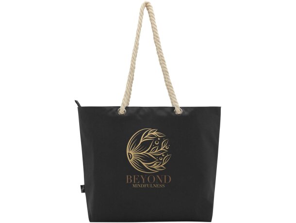 Bolsa playa refrigeradora Panama 23L poliéster reciclado GRS Negro intenso detalle 1