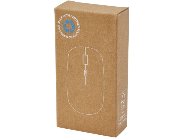 Ratón inalámbrico Menlo de plástico reciclado RCS Blanco detalle 3