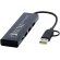 Hub USB 2.0 Rise de aluminio reciclado con 4 puertos y tipo C Negro intenso detalle 1