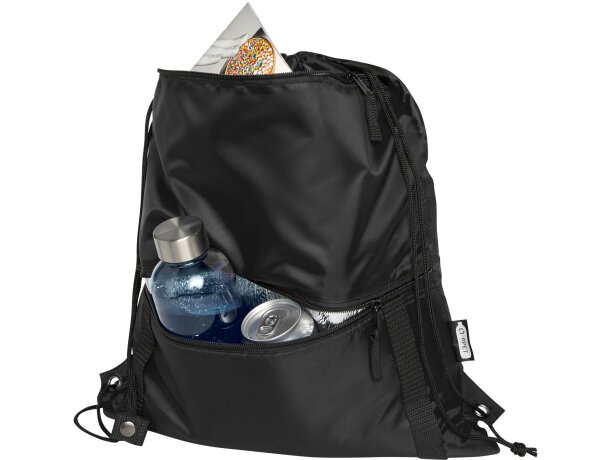Bolsa con cordón aislada Adventure 9l en poliéster reciclado Negro intenso detalle 4
