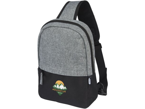 Bandolera reciclada GRS Reclaim con compartimento para tablet Negro intenso/gris mezcla detalle 1