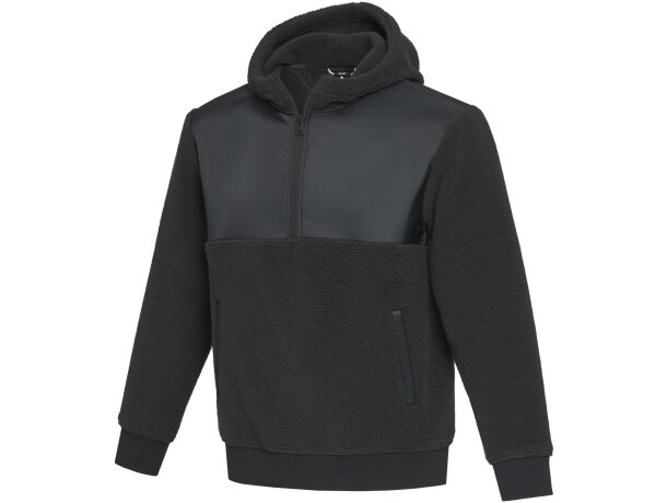 Sudadera unisex polar sherpa reciclado Evans con capucha Negro intenso detalle 5