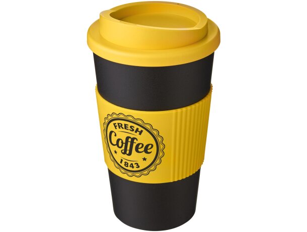 Vaso térmico 350ml con agarradera Americano Negro intenso/amarillo detalle 97