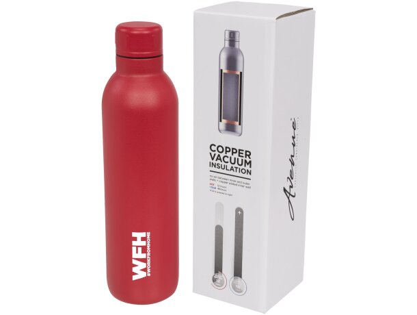 Botella termo con logo con tapa de rosca en acero inoxidable Thor Rojo detalle 37