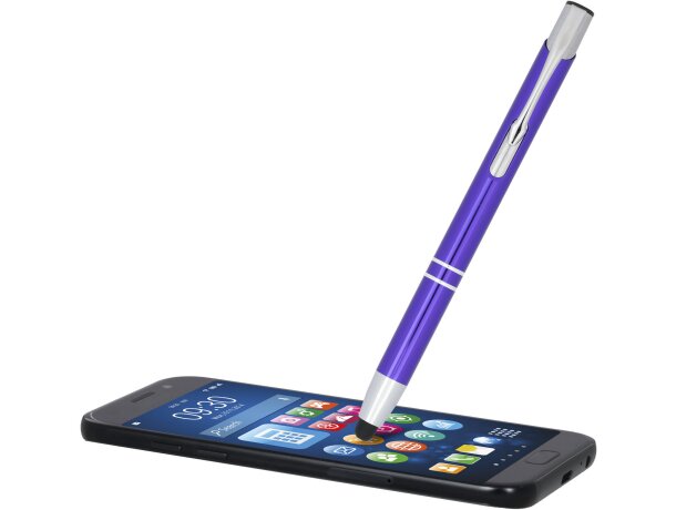 Bolígrafo con stylus de aluminio “Moneta” Morado detalle 1