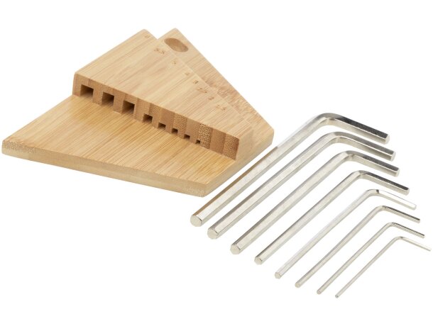Set llaves hexagonales bambú Allen con acero al carbono Natural detalle 5