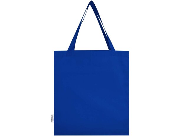 Bolsa tote con refuerzos algodón reciclado certificado GRS Madras Azul real detalle 23