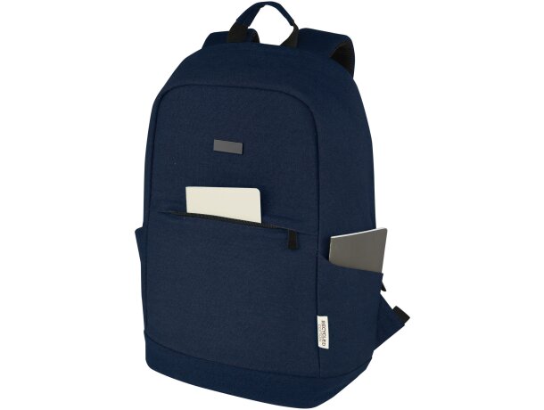 Mochila antirrobo Joey 18L portátil 15,6 lona reciclada GRS Azul marino detalle 12