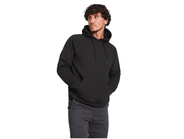 Sudadera unisex algodón orgánico Vinson Roly con capucha Azul marino detalle 23