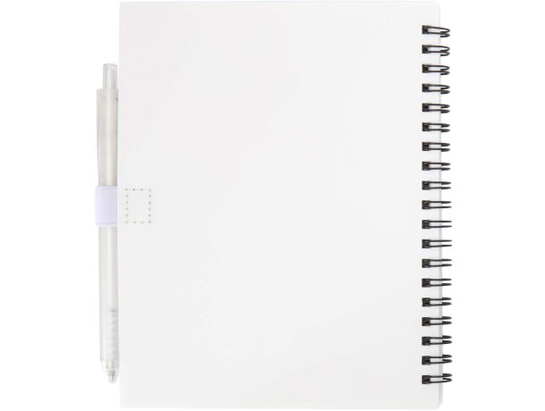 Juego libreta tapa blanda y bolígrafo reciclado Niove Blanco detalle 15