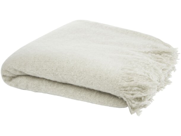 Manta sostenible Ivy de mohair y RPET con certificación GRS Gris claro detalle 10