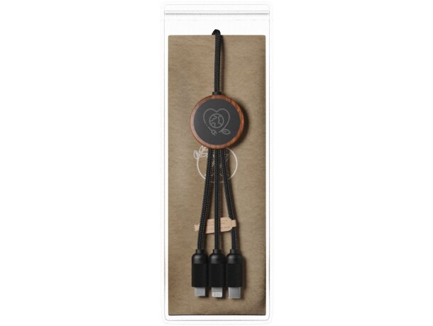 Cable de carga 3 en 1 reciclado SCX.design C36 con bambú Madera detalle 3