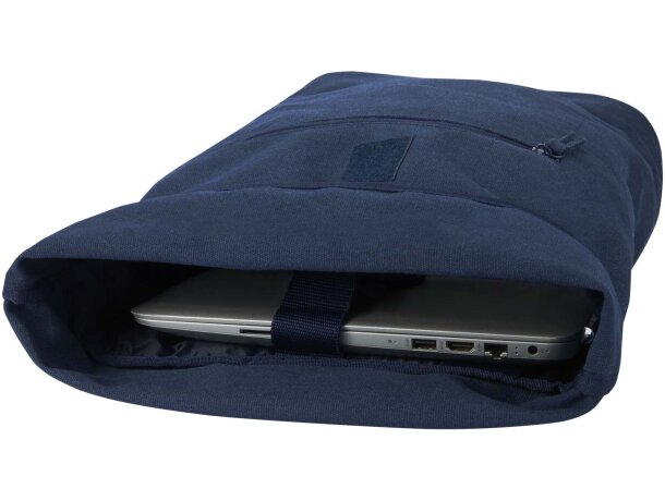 Mochila enrollable 16L con material reciclado certificado GRS Azul marino detalle 11