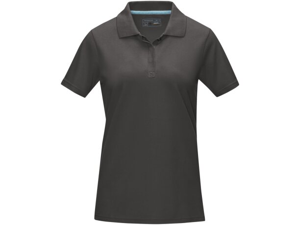 Polo orgánico GOTS de manga corta para mujer Graphite con logo