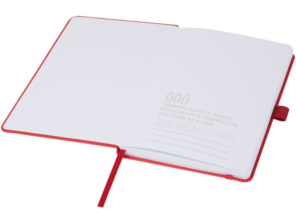 Libreta tapa dura plástico oceánico reciclado Thalaasa FSC Rojo detalle 11